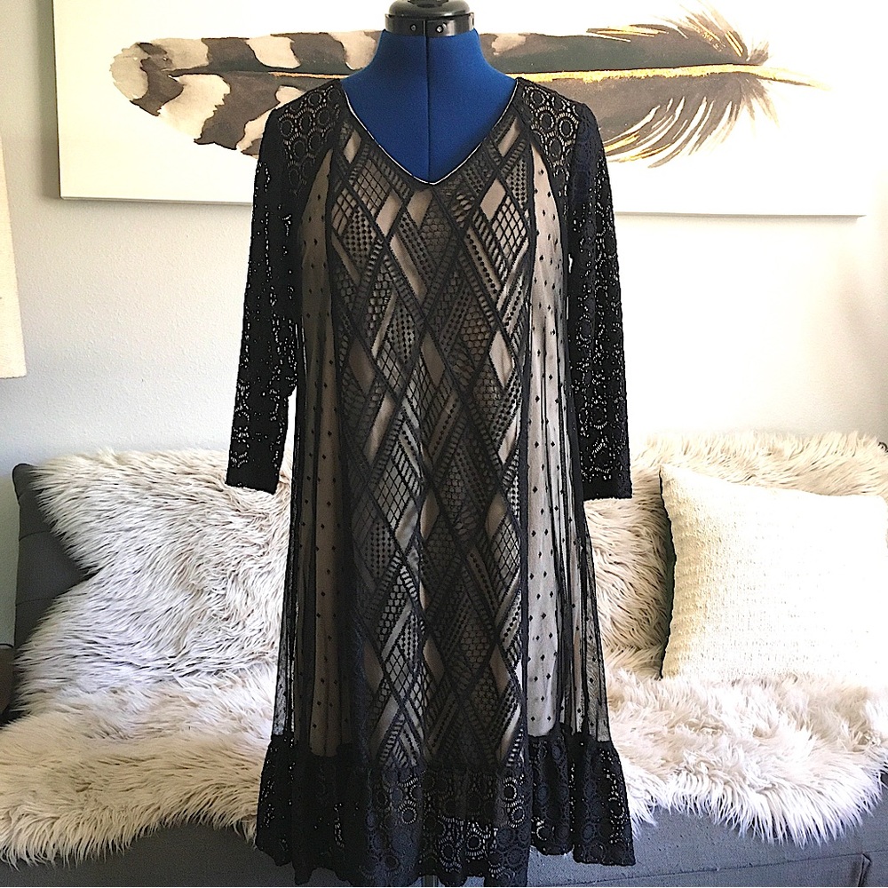 A.U.W. Black & Nude Lace Cocktail dress